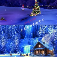 冬季圣诞节雪景全息投影，圣诞节节日全息投影素材