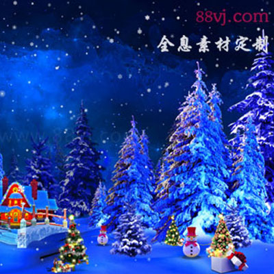 冬季圣诞节雪景全息投影，圣诞节节日全息投影素材图2