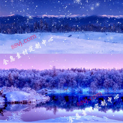 冬季圣诞节雪景全息投影，圣诞节节日全息投影素材图3