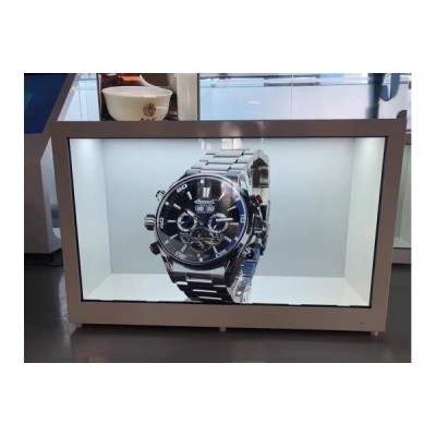 55寸透明橱窗 后开门透明屏展柜/触摸互动手表展示透明液晶屏展柜
